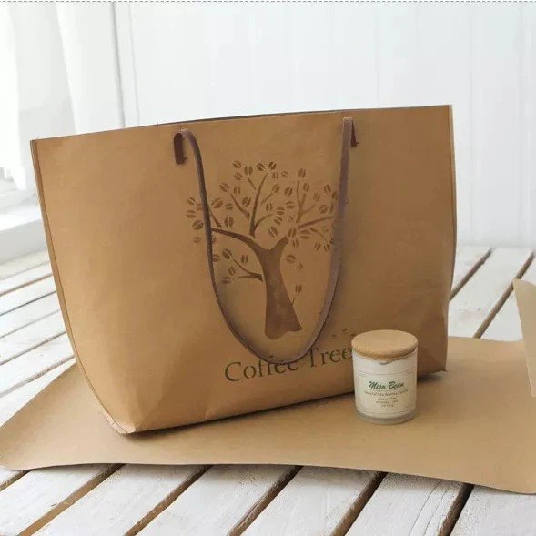 Customize Design Bio-degradable Kraft Paper Tote Bags (1)
